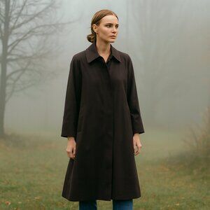 Vintage American Bazaar Women's Brown Trench Coat 12p Removable Lining